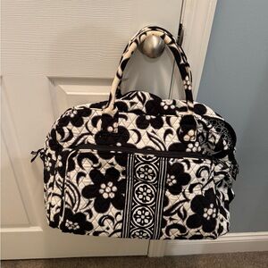 Vera Bradley Grand Weekender Floral Black and White Bag